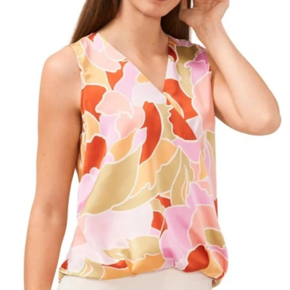 NWOT Halogen Plus Size Surplice Sleeveless Top In Canyon Sunset Pattern Sz: 3X